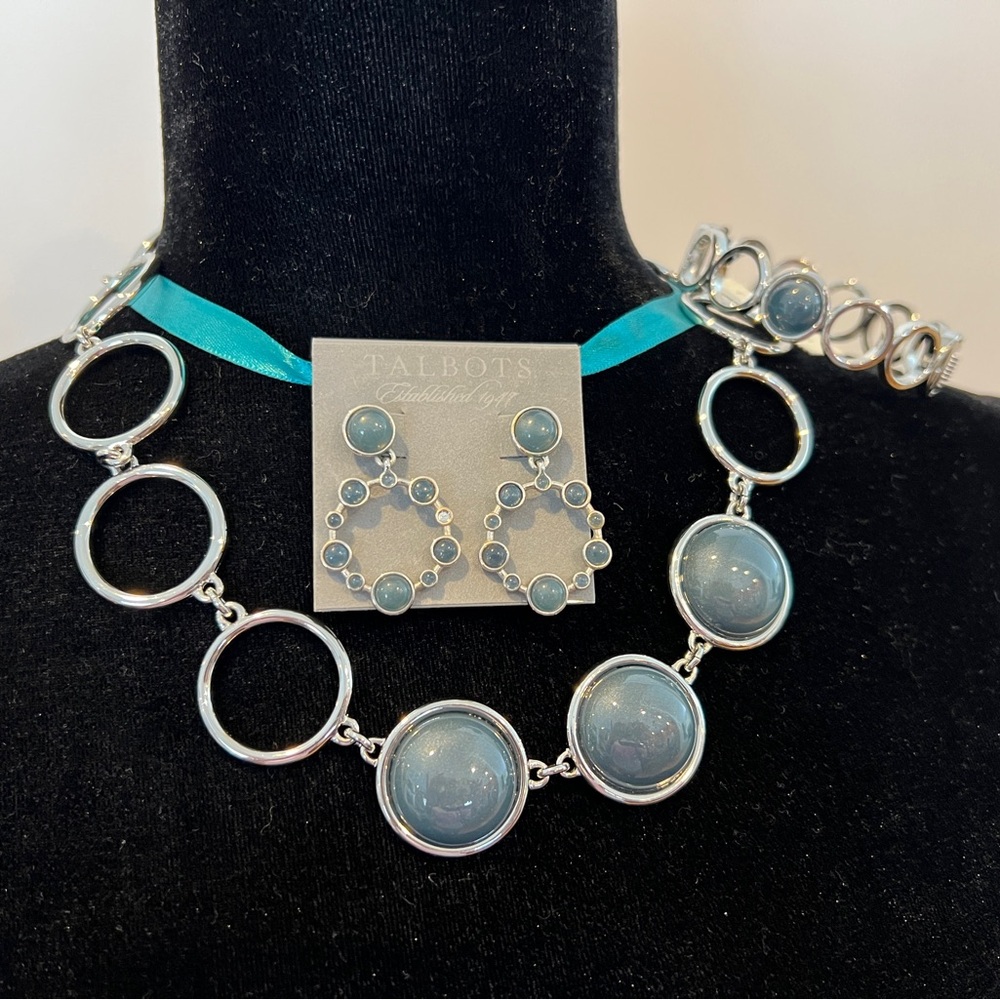 Talbots Silver\Gray/Blue Necklace, Bracelet & Earrings